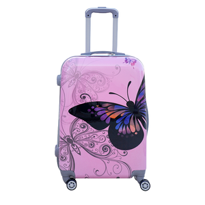 28 Inch Pink Colour Printed Butterfly ABS Luggage Lightweight Hard Case Trolley Bag