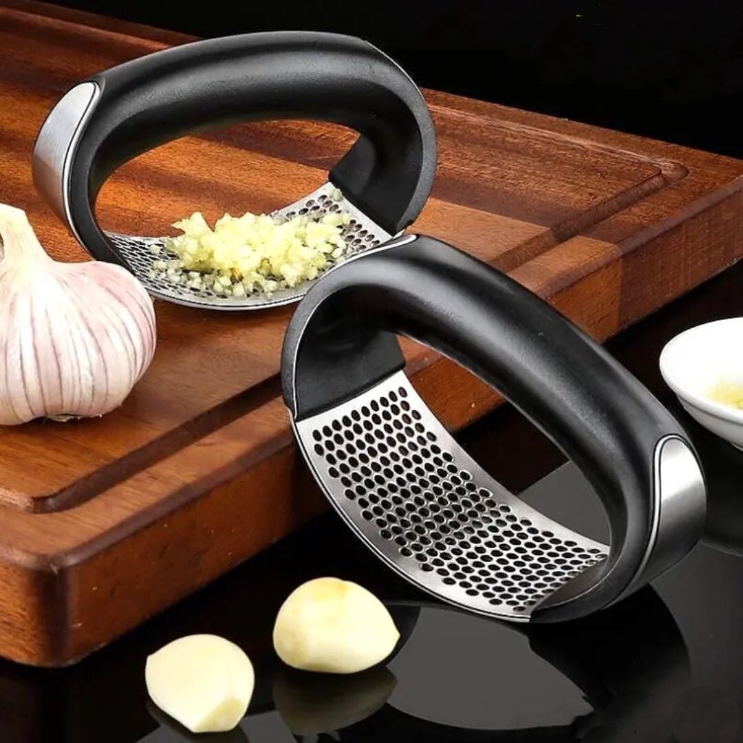 Stainless Steel Garlic Press with Handle Rocker Garlic Crusher Squeezer Slicer Mincer