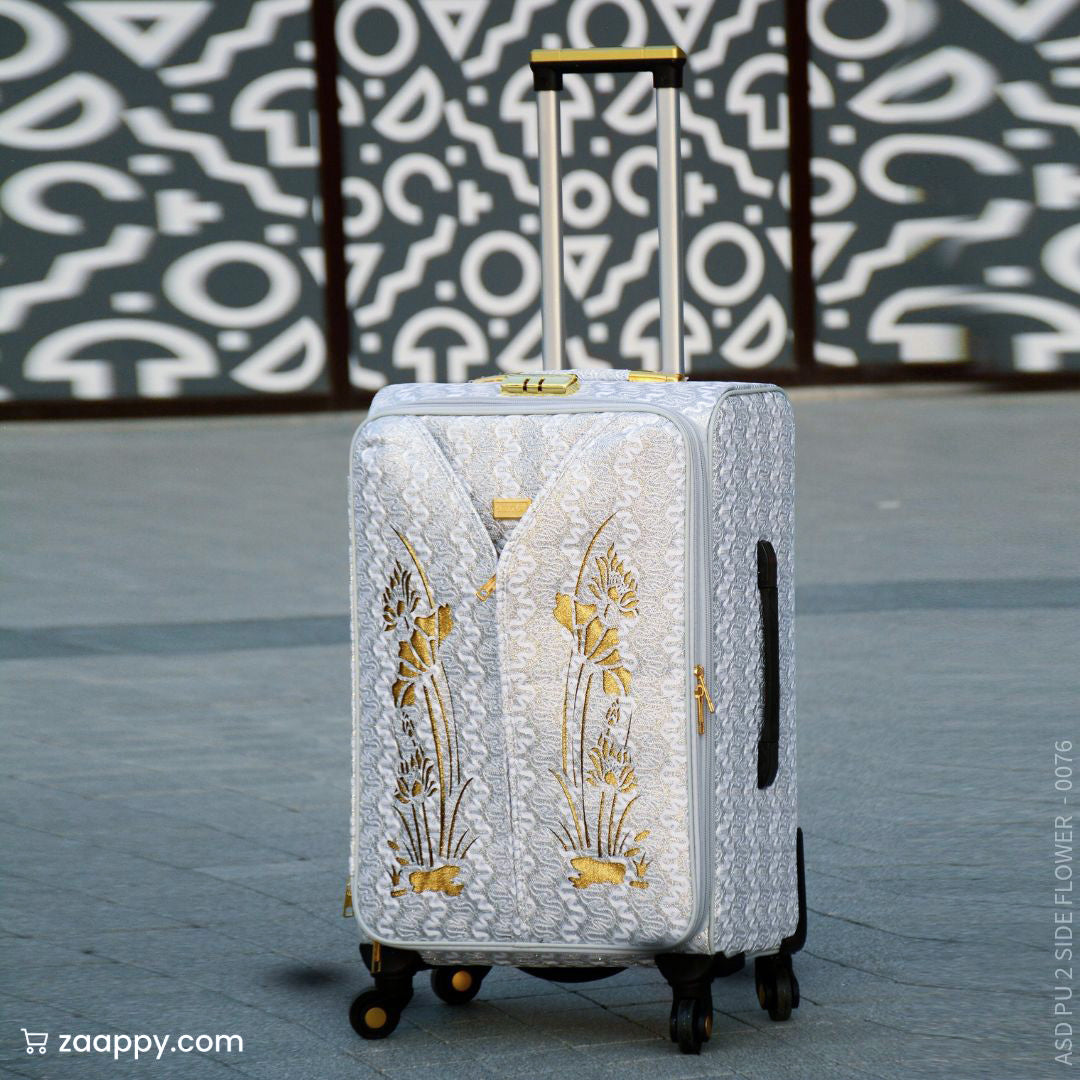 Glittering PU Luggage Bags With Spinner Wheels