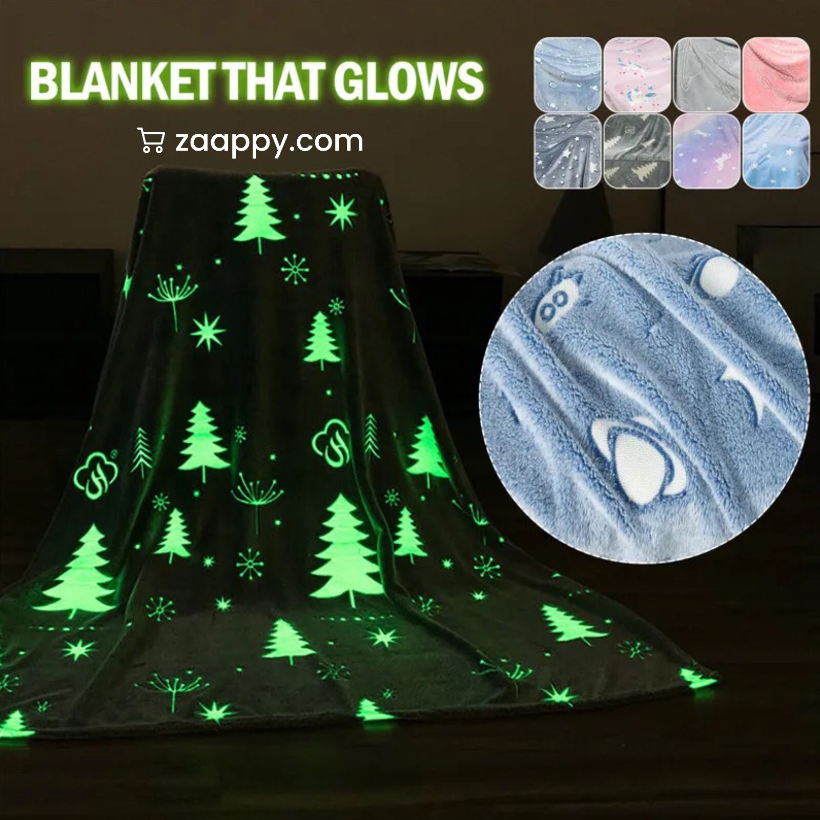 Glow in Dark Luminous Flannel Blanket For Kids | Feather Touch Magic Blanket | Double Zaappy