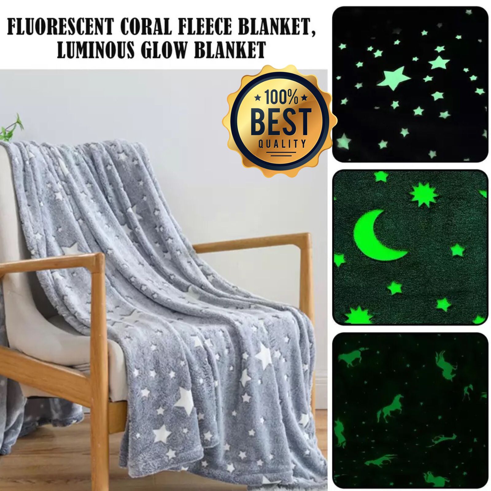 Glow in Dark Luminous Flannel Blanket For Kids | Feather Touch Magic Blanket | Double Zaappy