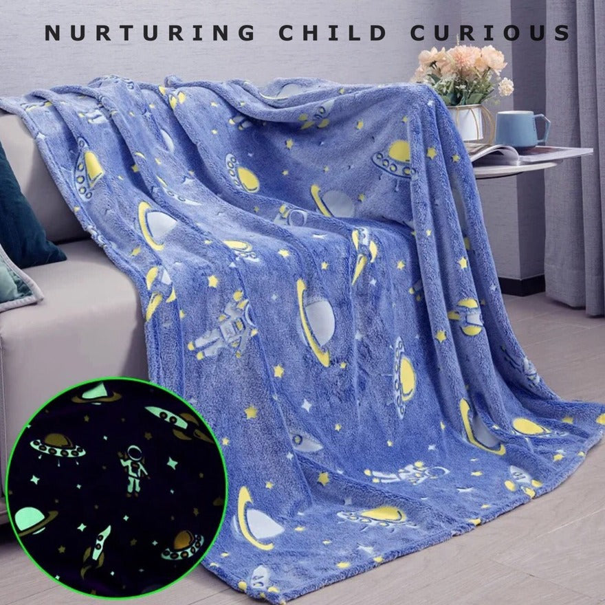 Glow in Dark Luminous Flannel Blanket For Kids | Feather Touch Magic Blanket | Double Zaappy