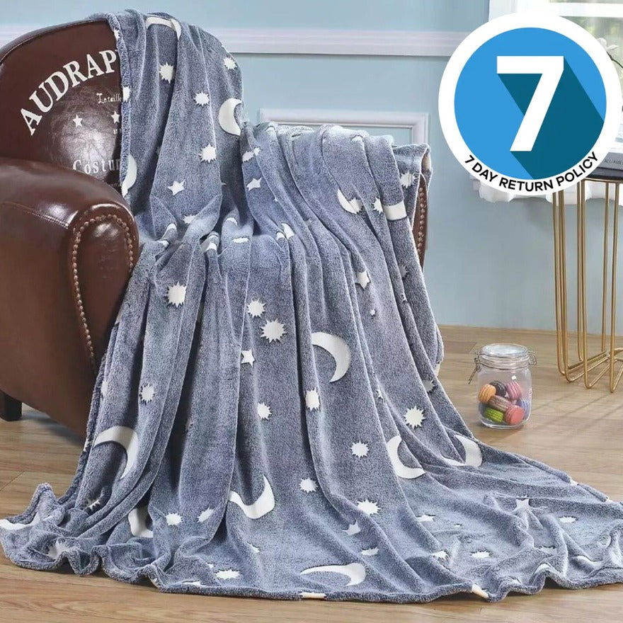 Glow in Dark Luminous Flannel Blanket For Kids | Feather Touch Magic Blanket | Double Zaappy
