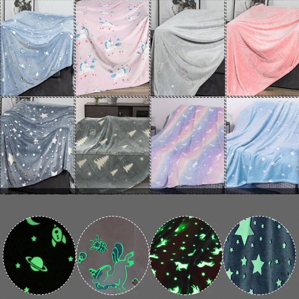 Glow in Dark Luminous Flannel Blanket For Kids | Feather Touch Magic Blanket | Double Zaappy