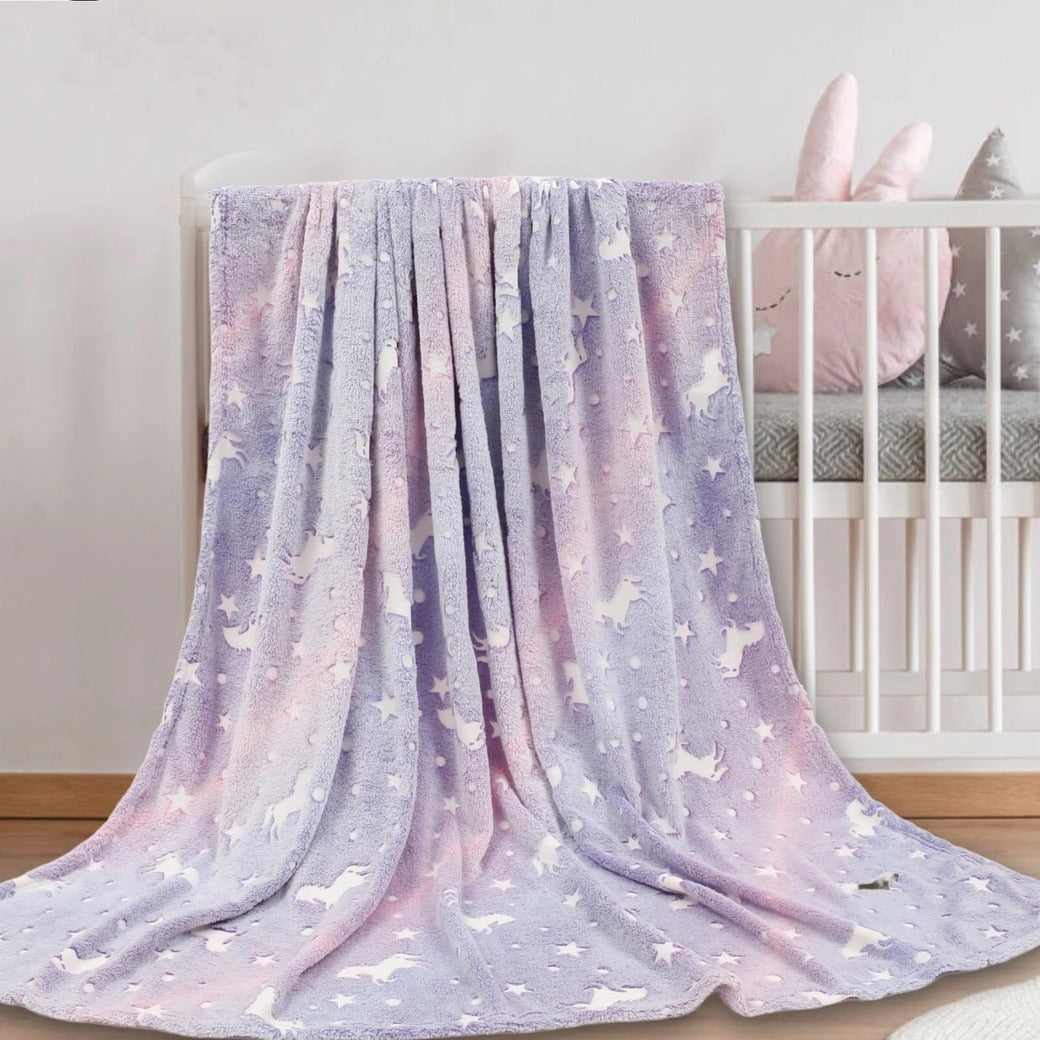 Glow in Dark Luminous Flannel Blanket For Kids | Feather Touch Magic Blanket | Double Zaappy
