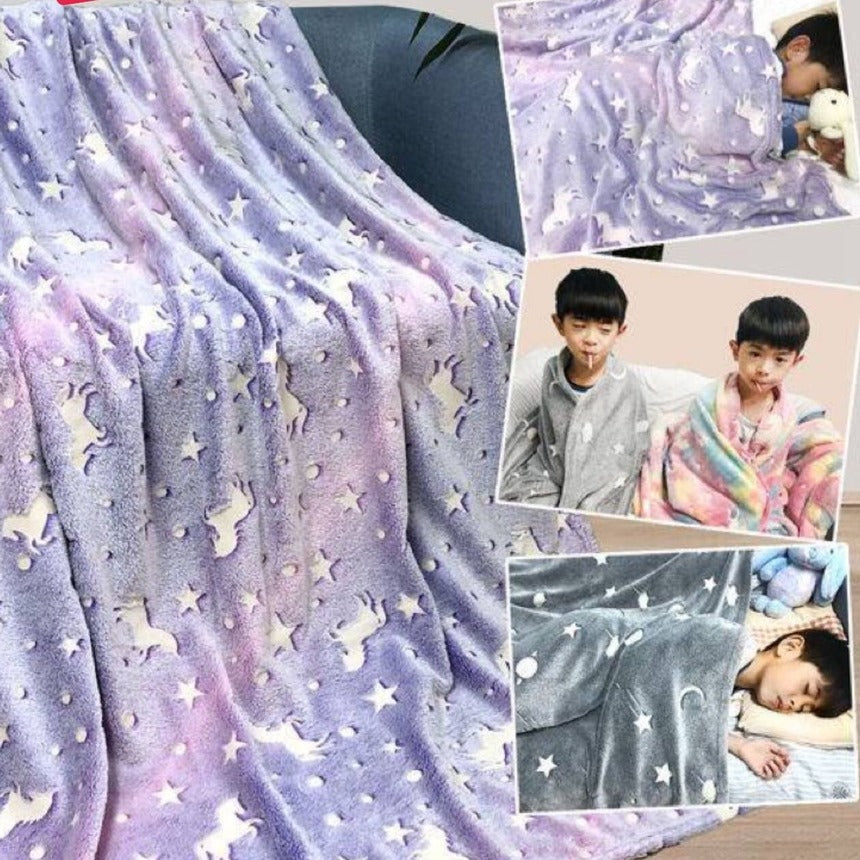 Glow in Dark Luminous Flannel Blanket For Kids | Feather Touch Magic Blanket | Double Zaappy