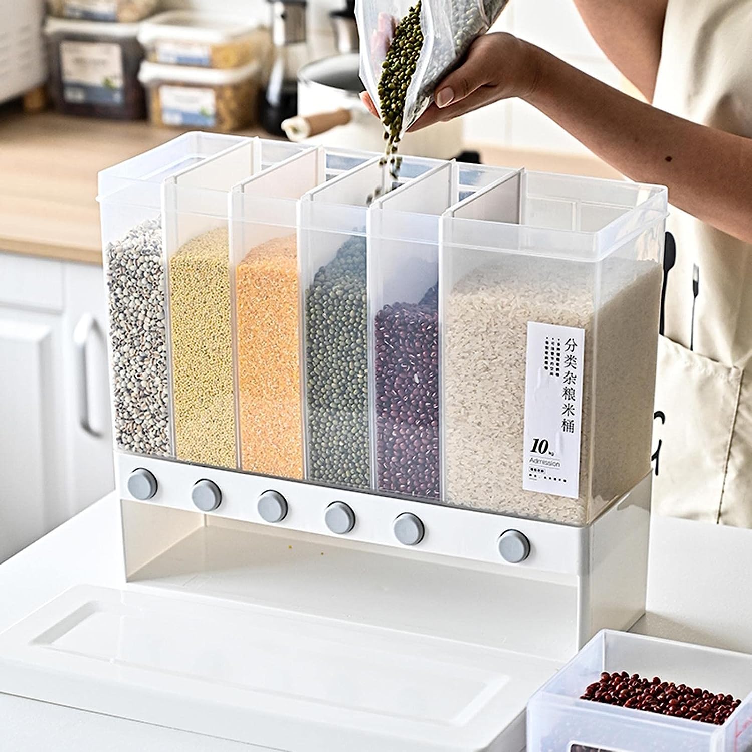 Kitchen Storage Organizer with Multiple Grain Dispensers Wall Mounted | HK0001