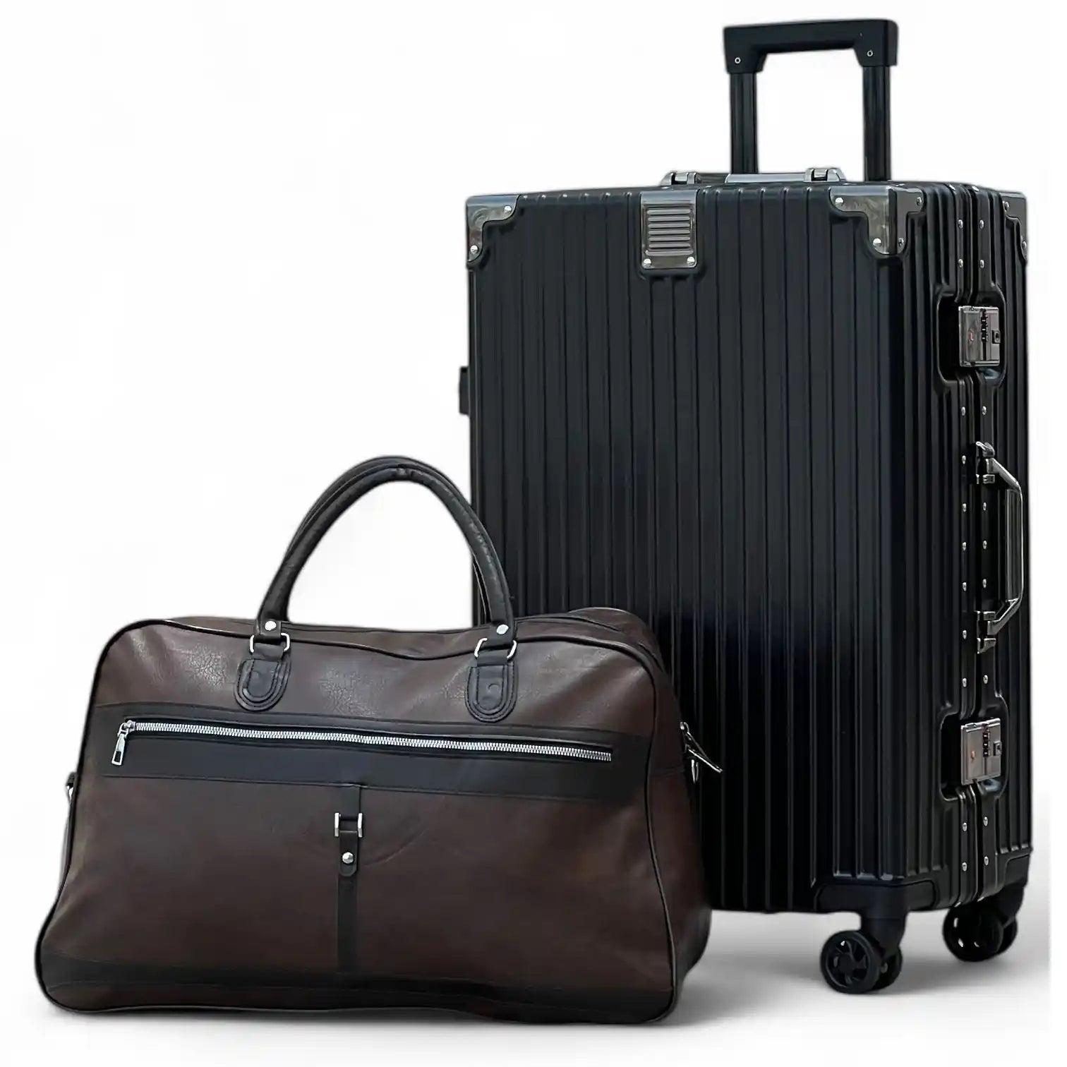 Prosp 24 Inch Aluminum Framed Check In Luggage with Free Premium PU Leather Duffle Bag