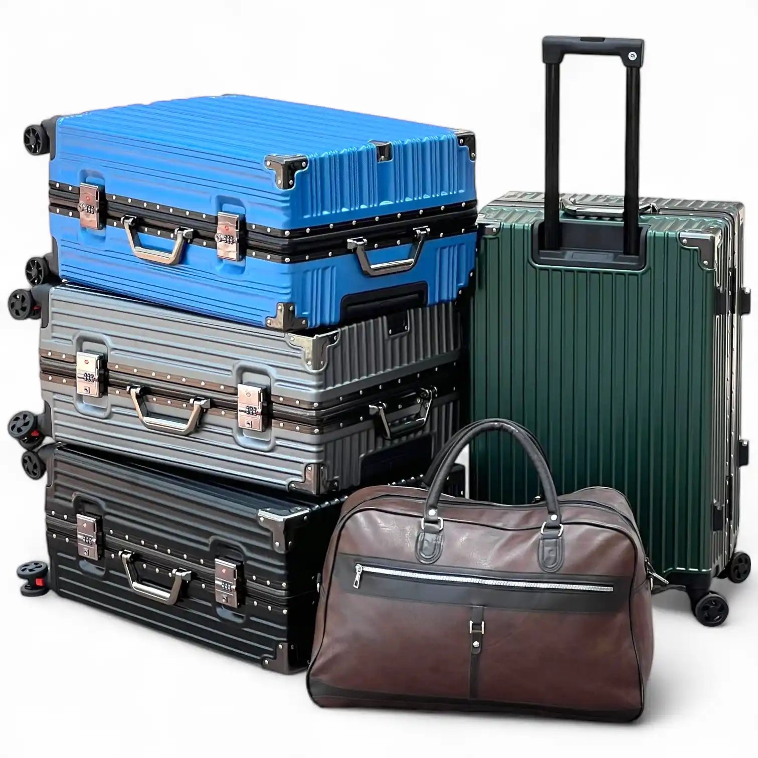 Prosp 24 Inch Aluminum Framed Check In Luggage with Free Premium PU Leather Duffle Bag