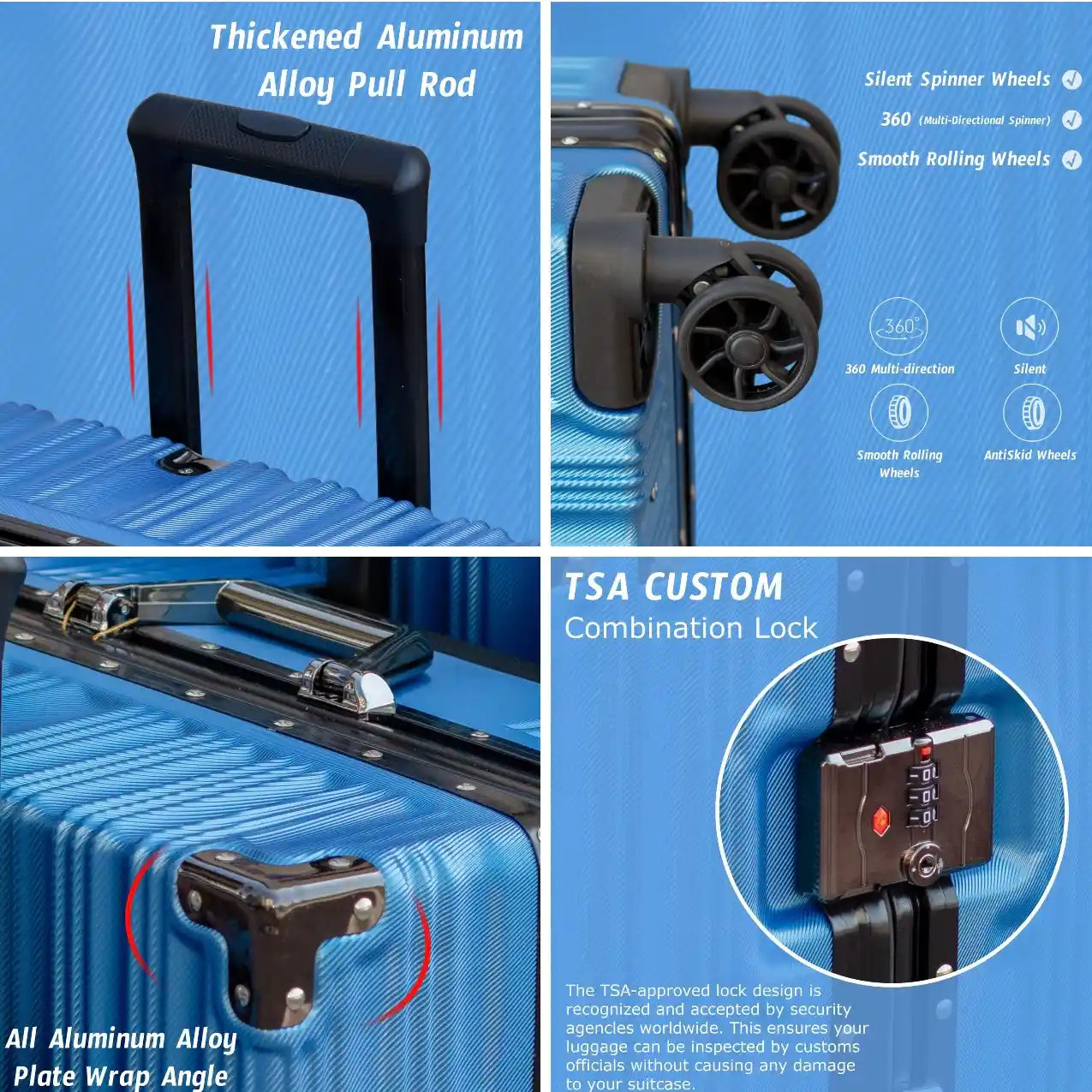 Prosp 24 Inch Aluminum Framed Check In Luggage with Free Premium PU Leather Duffle Bag