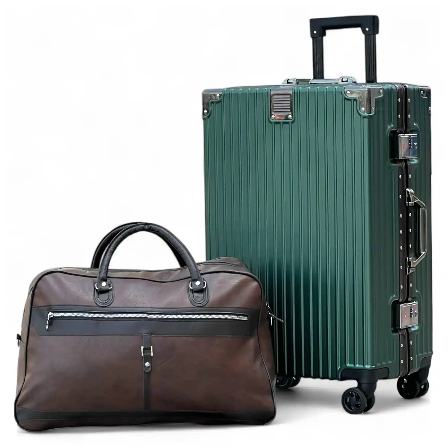 Prosp 24 Inch Aluminum Framed Check In Luggage with Free Premium PU Leather Duffle Bag