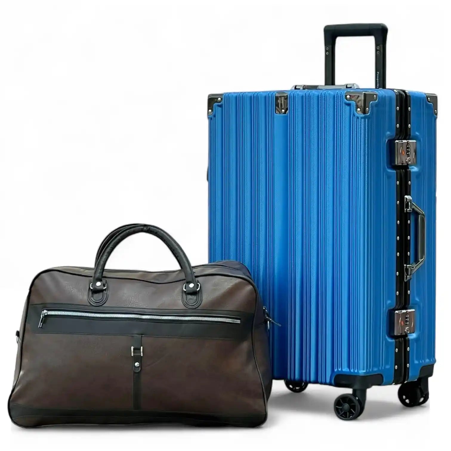 Prosp 24 Inch Aluminum Framed Check In Luggage with Free Premium PU Leather Duffle Bag
