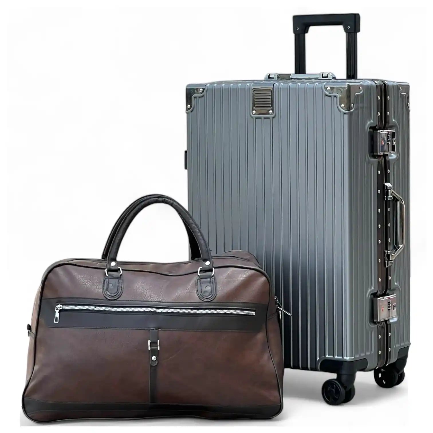 Prosp 24 Inch Aluminum Framed Check In Luggage with Free Premium PU Leather Duffle Bag