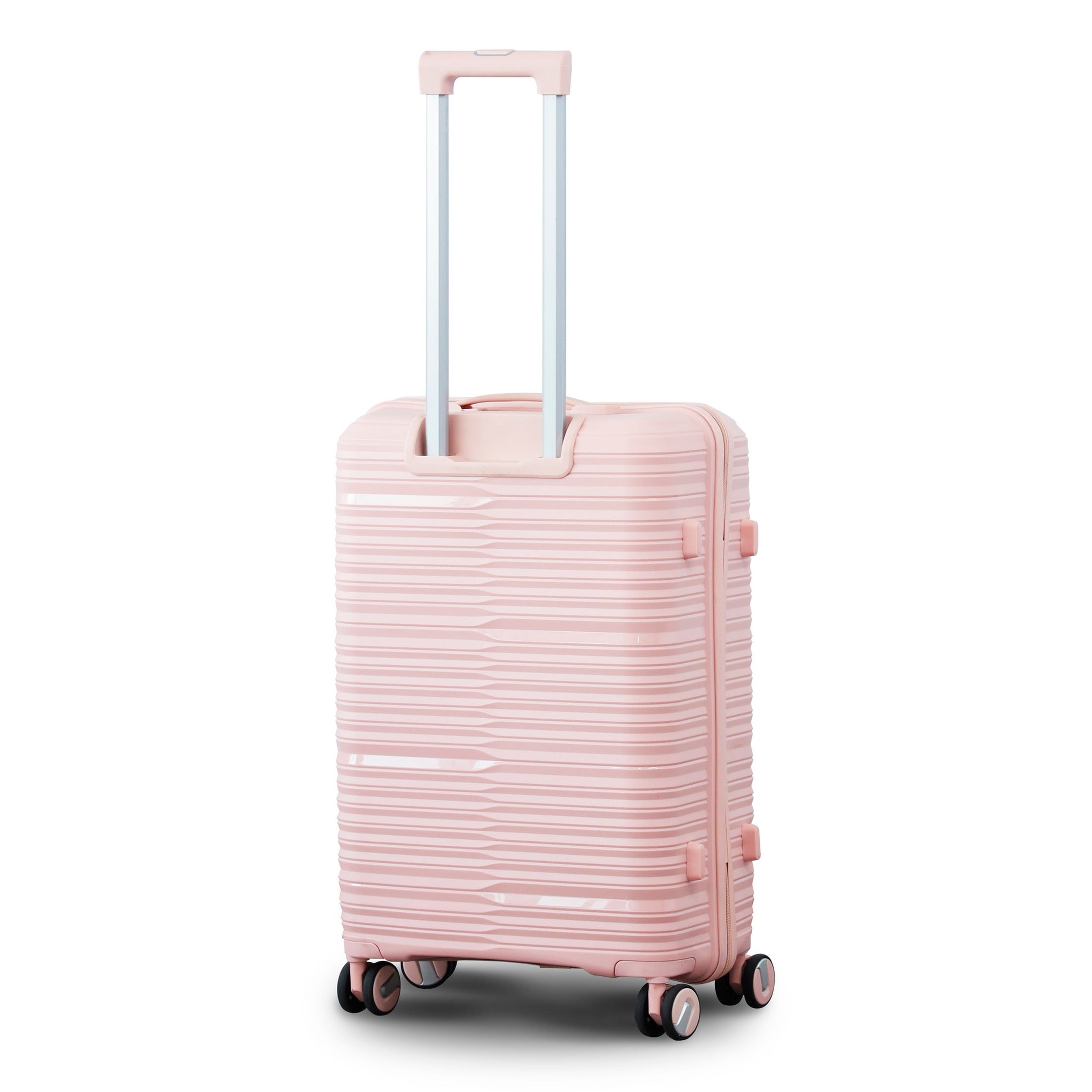 3 Piece Set 20" 24" 28 Inches Pink Travel Way PP Unbreakable Luggage Bag With Double Spinner Wheel
