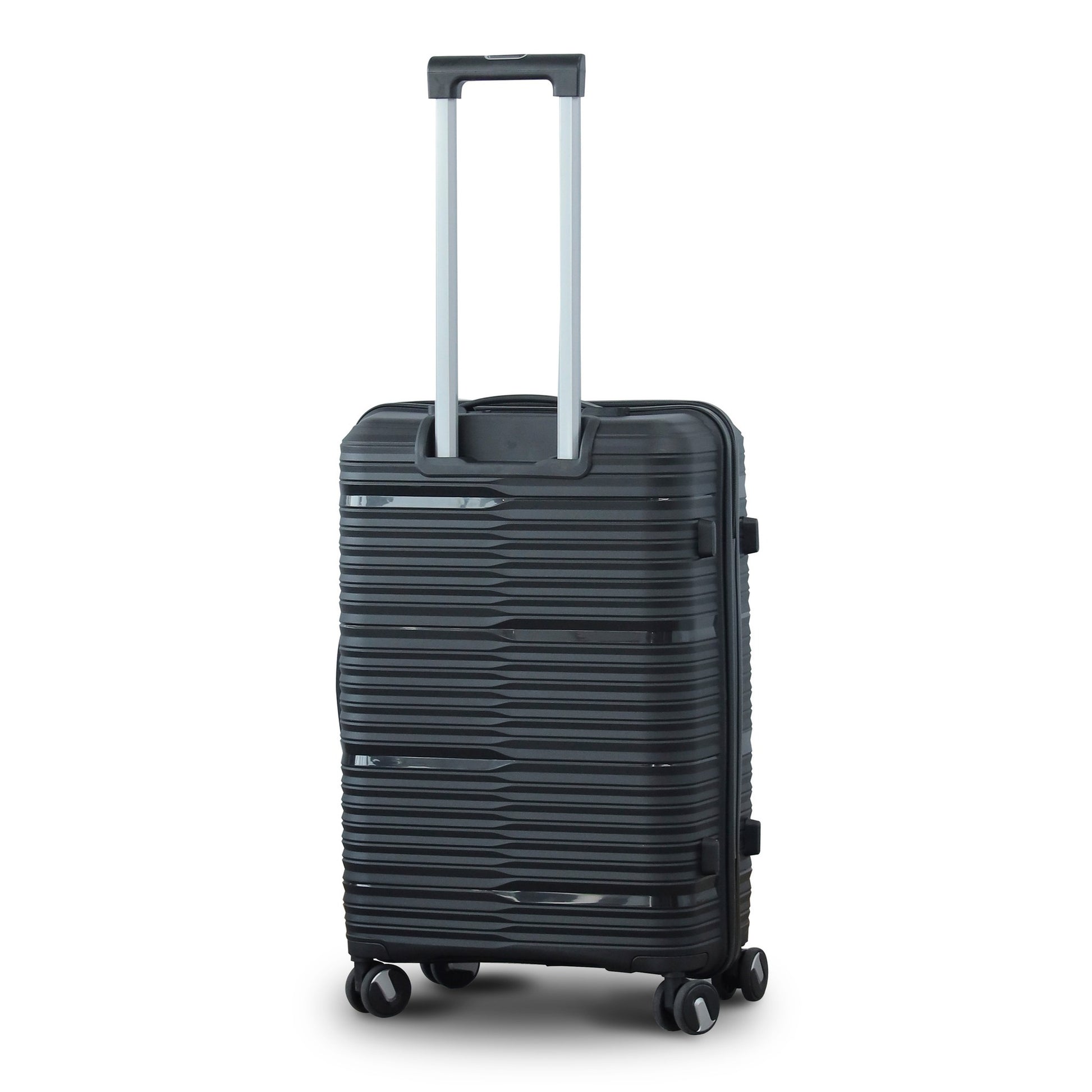 Black Colour Travel Way PP Unbreakable Luggage Bag with Double Spinner Wheel Zaappy