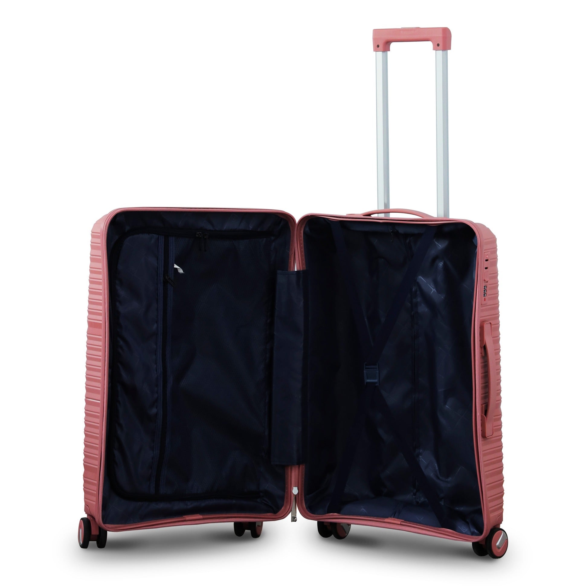 3 Piece Set 20" 24" 28 Inches Rose Gold Travel Way PP Unbreakable Luggage Bag With Double Spinner Wheel