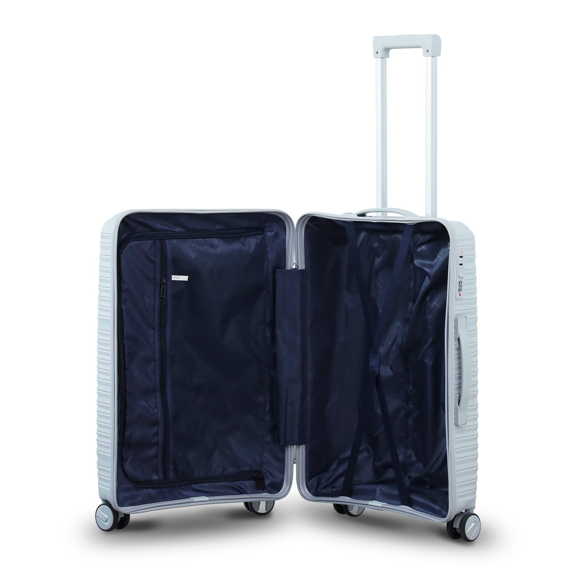 Silver Colour Travel Way PP Unbreakable Luggage Bag with Double Spinner Wheel Zaappy