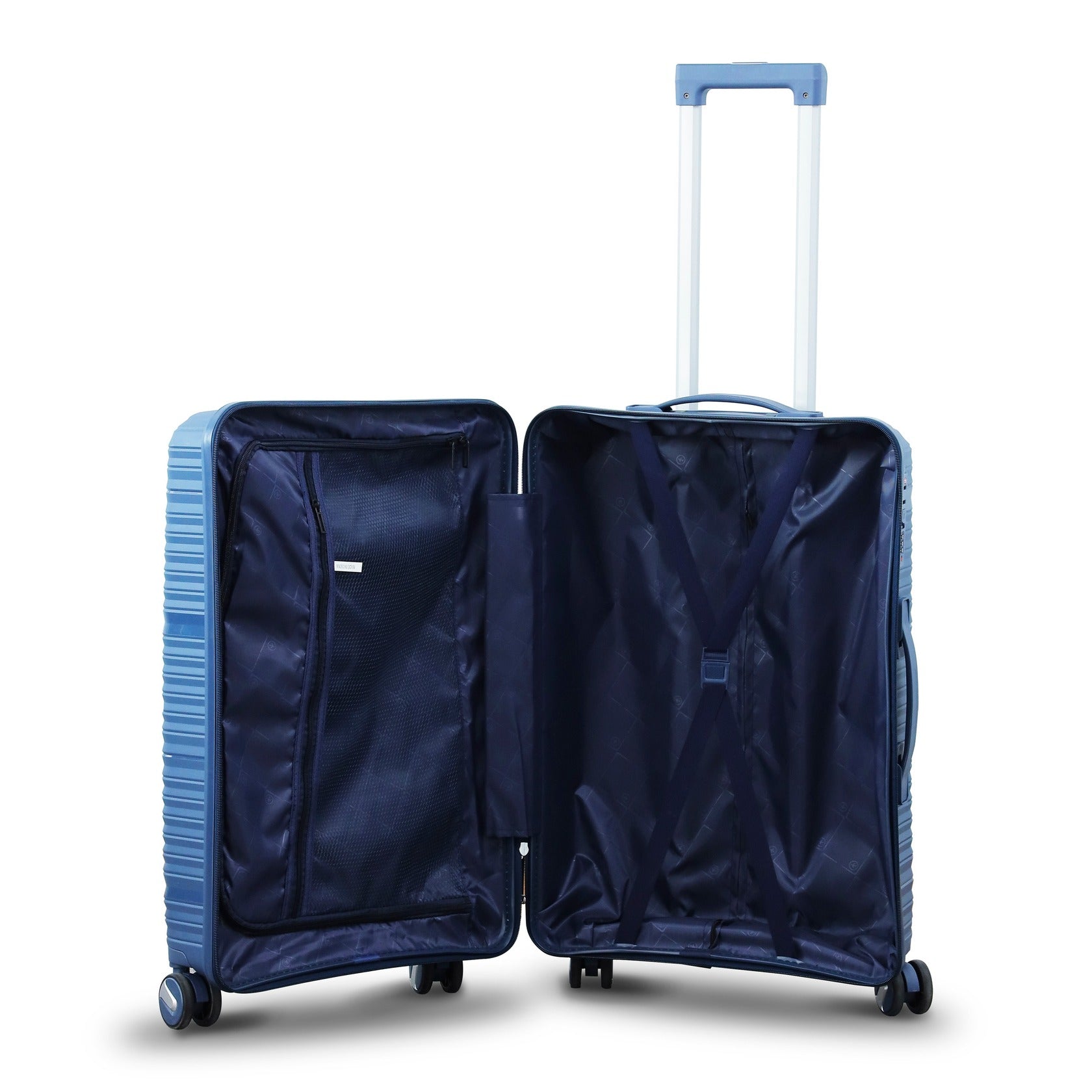  Blue Colour Travel Way PP Unbreakable Luggage Bag with Double Spinner Wheel Zaappy