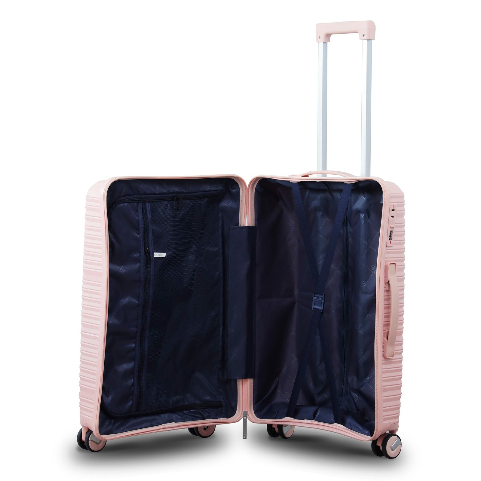 3 Piece Set 20" 24" 28 Inches Pink Travel Way PP Unbreakable Luggage Bag With Double Spinner Wheel