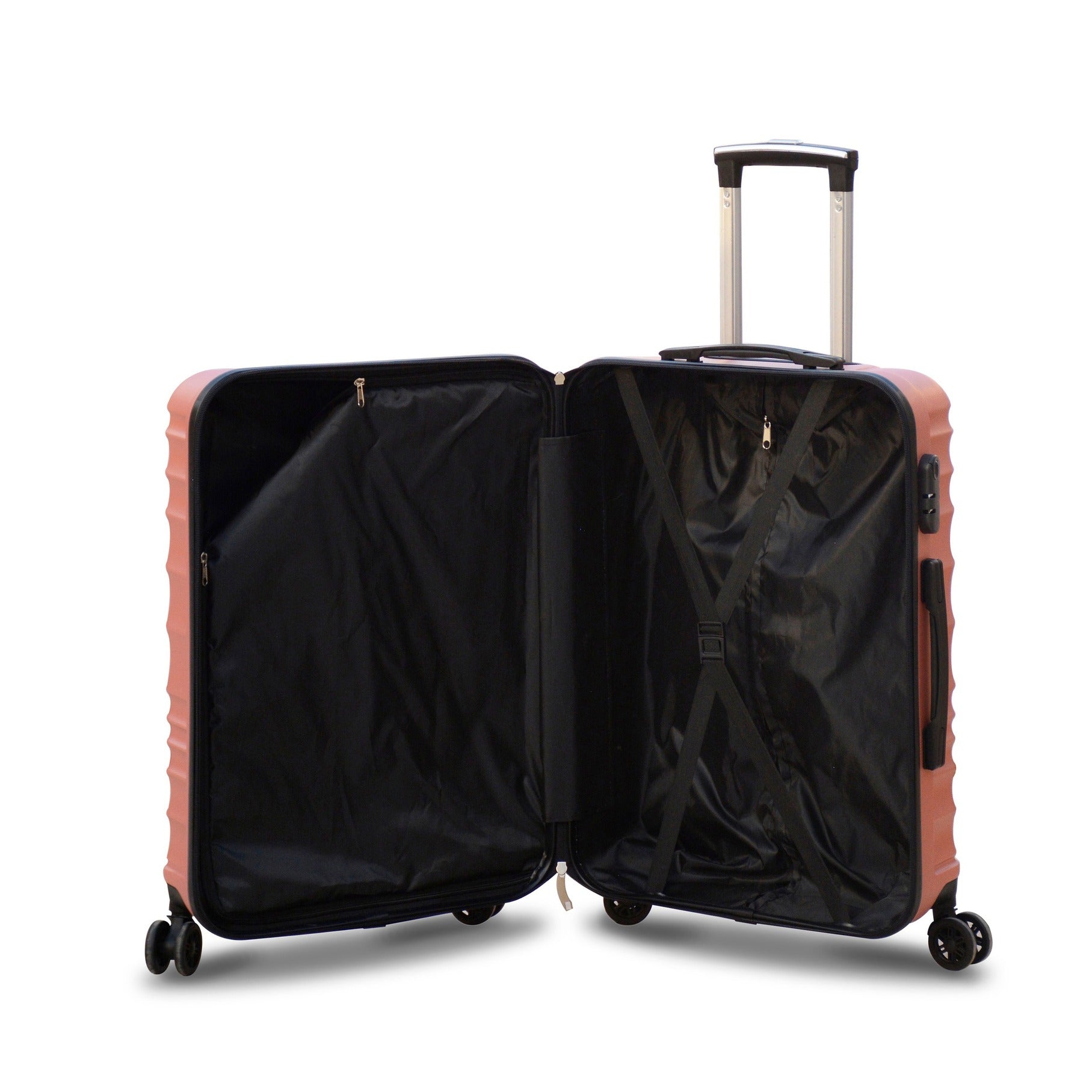 3 Piece Set  20" 24" 28 Inches Rose Gold Colour Ocean ABS Lightweight Luggage Bag with Double Spinner Wheel