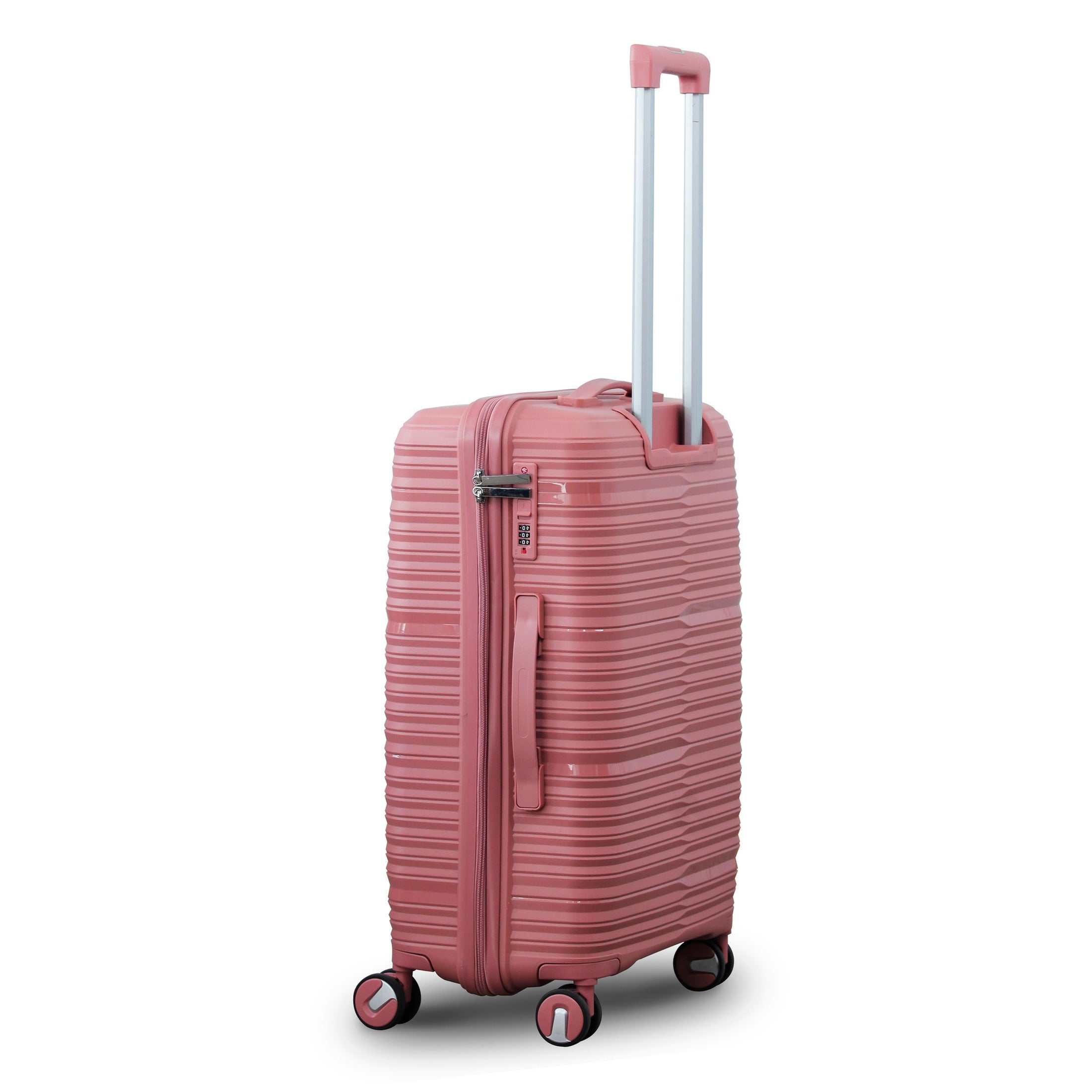 3 Piece Set 20" 24" 28 Inches Rose Gold Travel Way PP Unbreakable Luggage Bag With Double Spinner Wheel