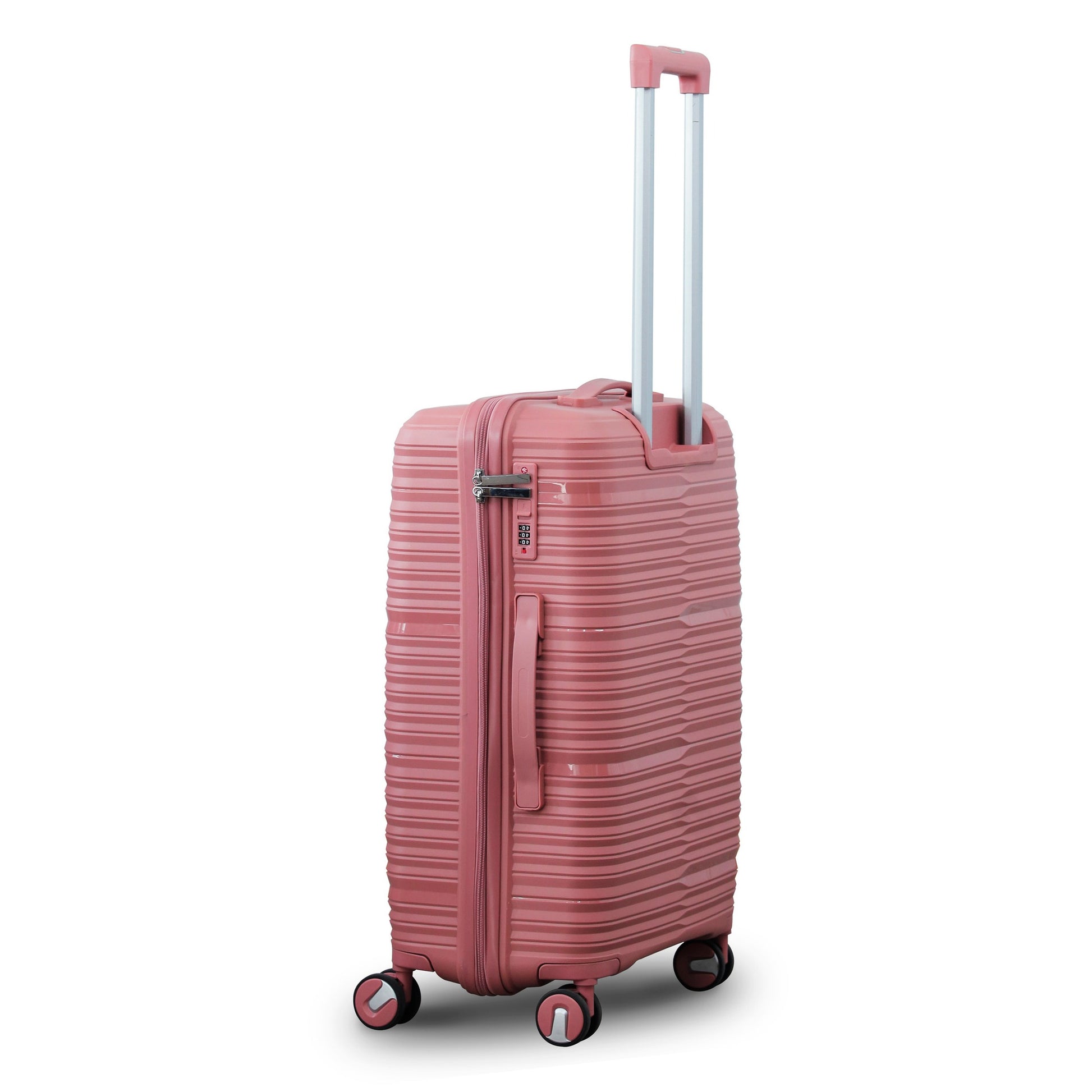Rose Gold Colour Travel Way PP Unbreakable Luggage Bag with Double Spinner Wheel Zaappy