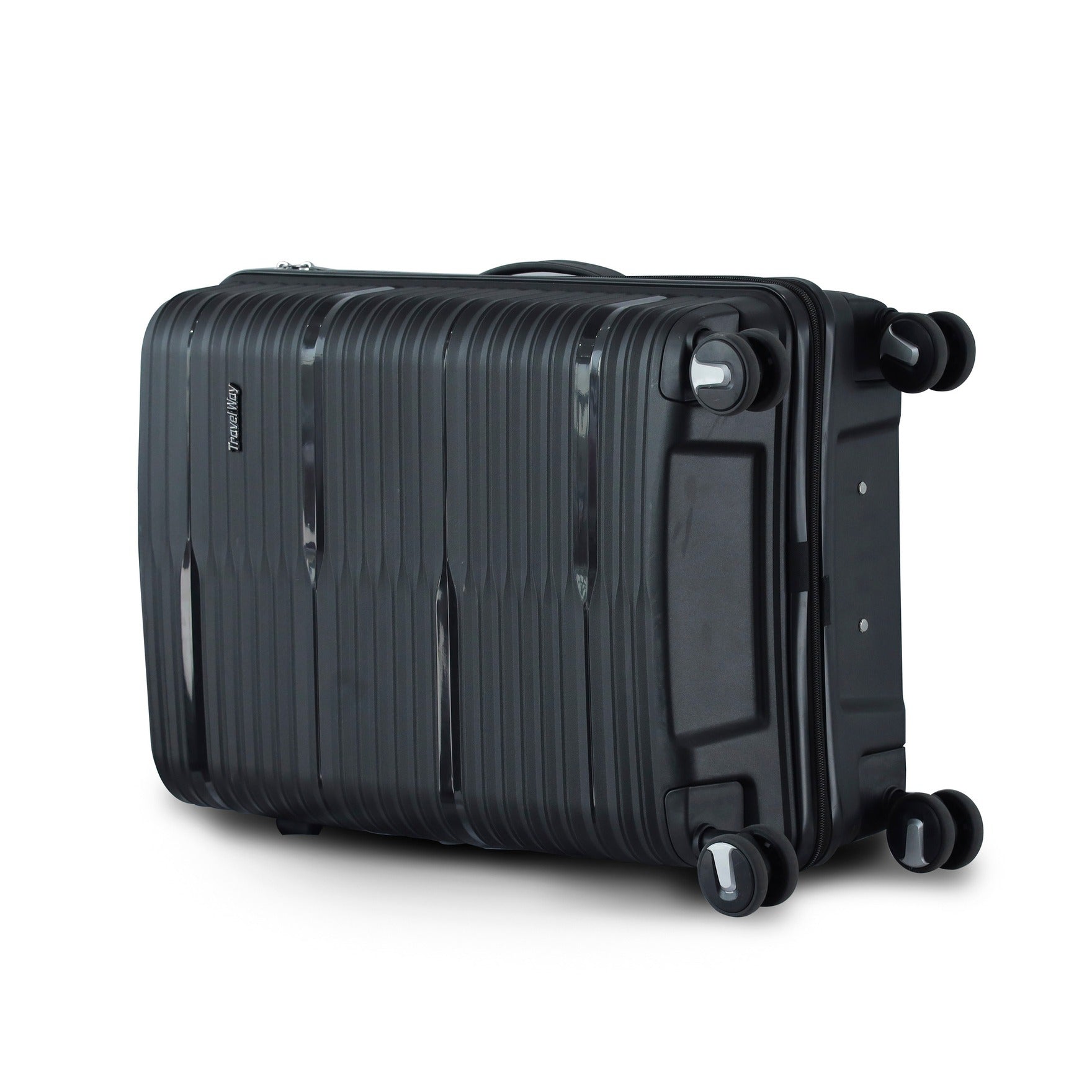 Black Colour Travel Way PP Unbreakable Luggage Bag with Double Spinner Wheel Zaappy