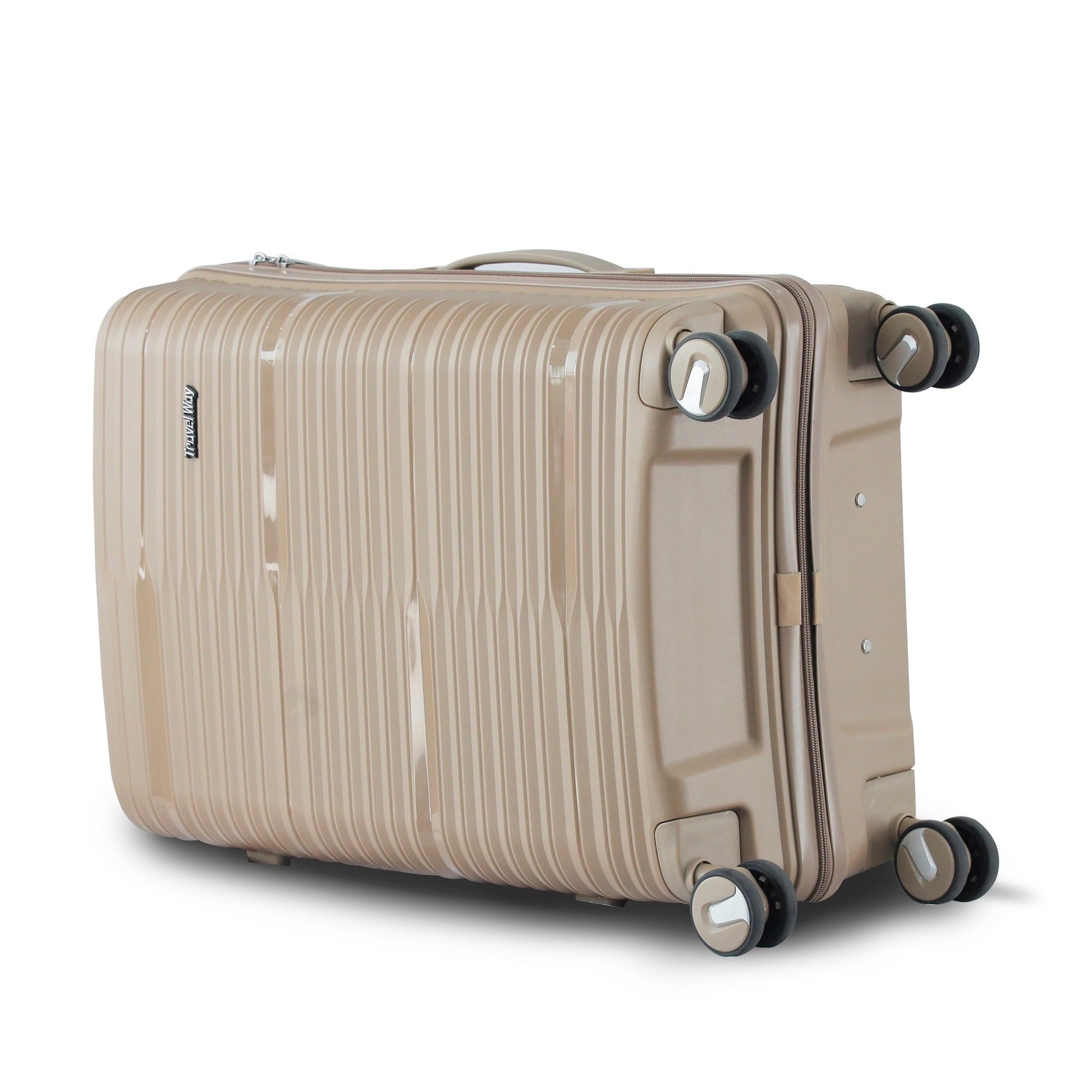  Khaki Colour Travel Way PP Unbreakable Luggage Bag with Double Spinner Wheel Zaappy