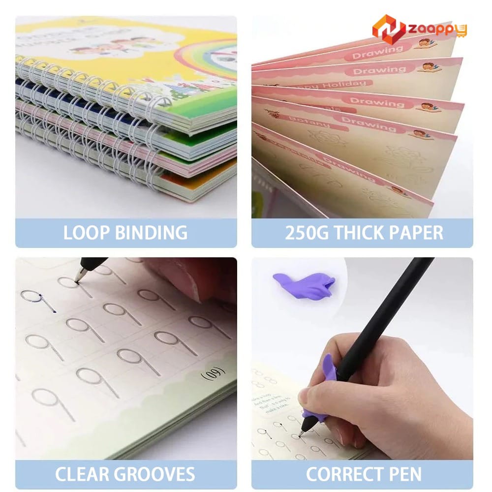 Magic Reusable Handwriting Practice Copybook With Magic Pen | Magic 3D Notebook For Kids Zaappy