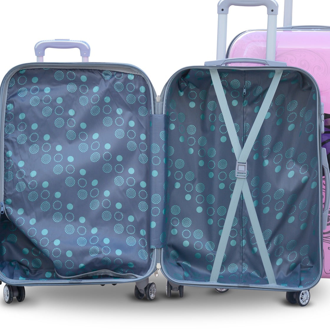 28" Pink Colour Printed Butterfly ABS Luggage Lightweight Hard Case Trolley Bag