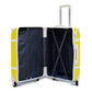 lightweight yellow spinner luggage full set and single piece trolley bag inside