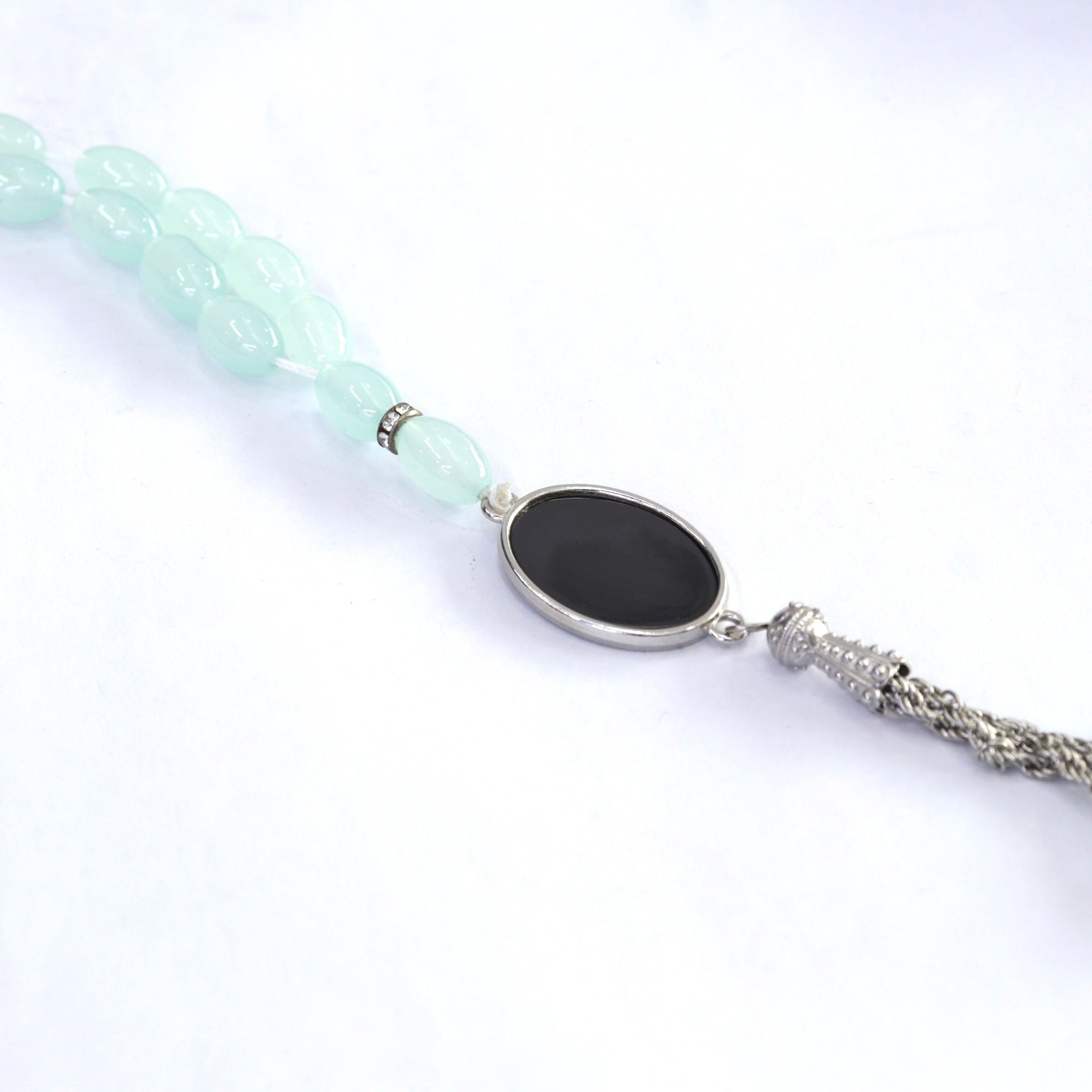 Smooth and Shiny Oval Shape Tasbeeh Misbaha | Muslim Rosary Prayer Beads 33 Stones Zaappy