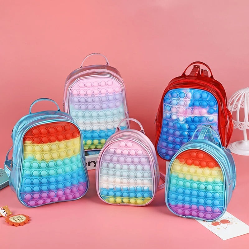 Cute Pop It Casual Backpack For Girls | Multicolour Fidget Toy Shoulder Bag