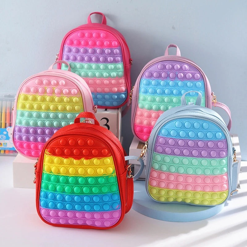 Cute Pop It Casual Backpack For Girls | Multicolour Fidget Toy Shoulder Bag