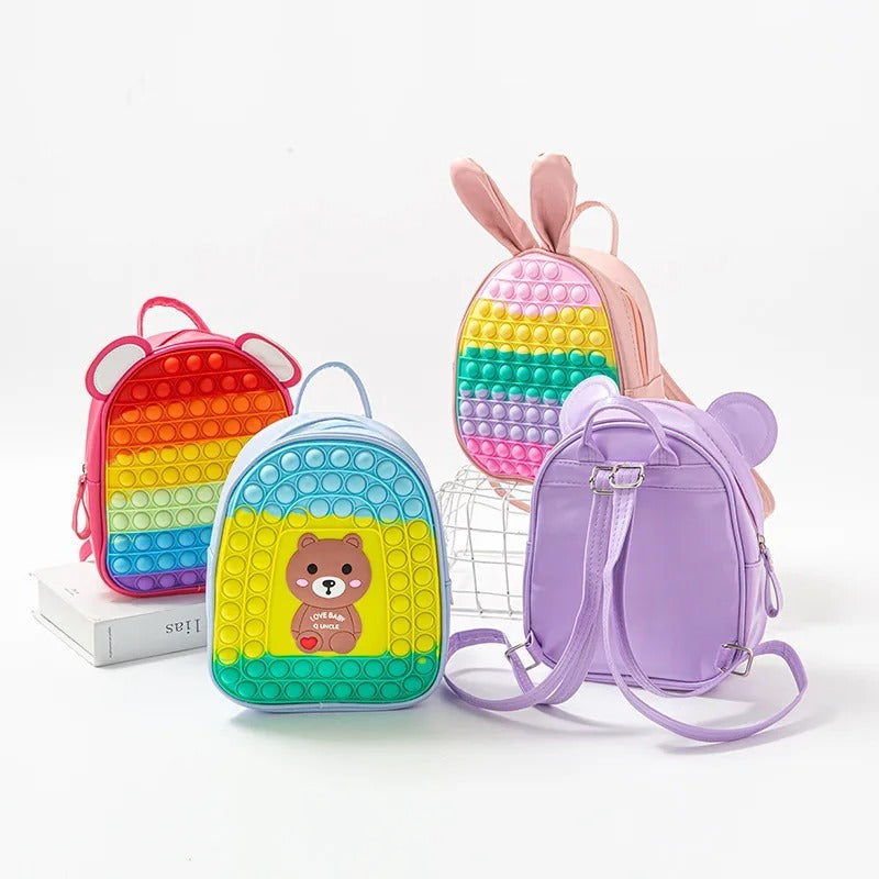 Cute Pop It Casual Backpack For Girls | Multicolour Fidget Toy Shoulder Bag