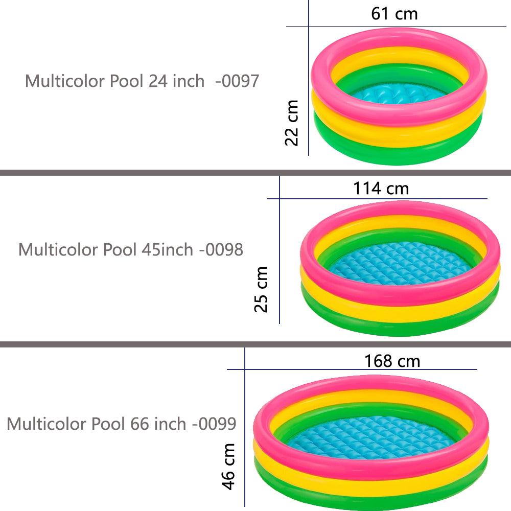 INTEX Multi Colour Portable Inflatable Kids Swimming Pool | Size 24" 45" 66 Inches