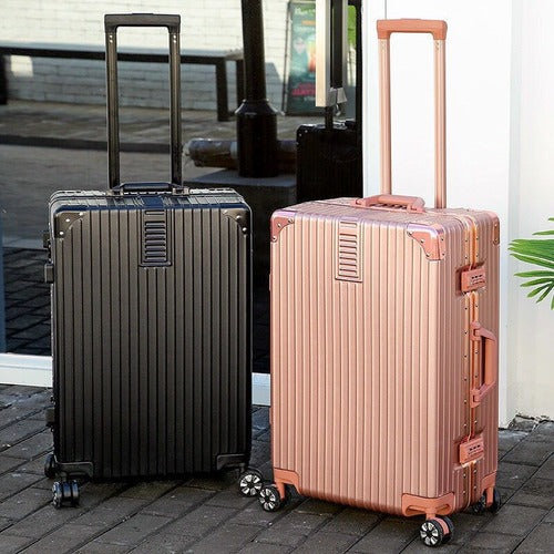 28" Rose Gold Colour Aluminium Framed ABS Hard Shell Without Zipper TSA Luggage Zaappy.com