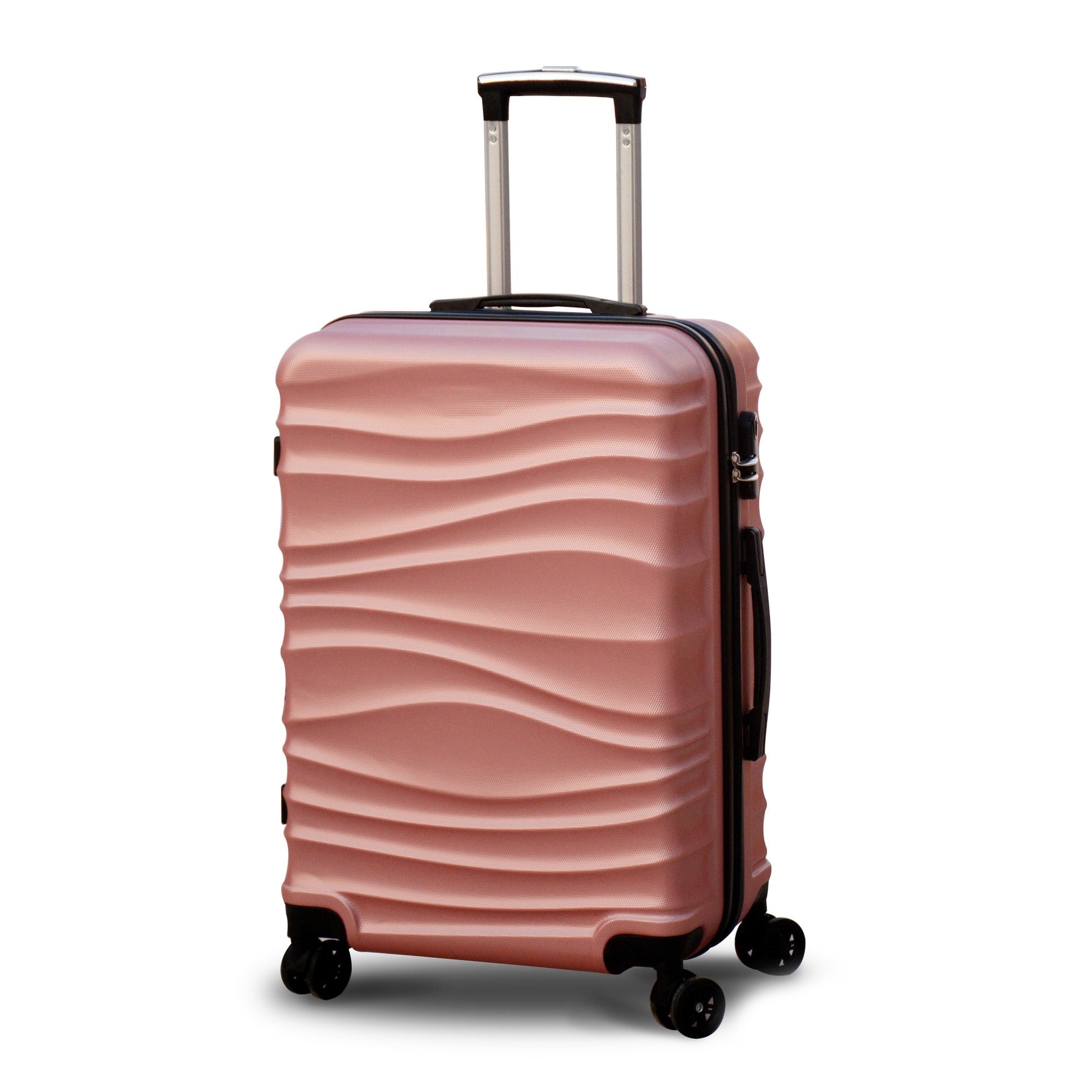 3 Piece Set  20" 24" 28 Inches Rose Gold Colour Ocean ABS Lightweight Luggage Bag with Double Spinner Wheel