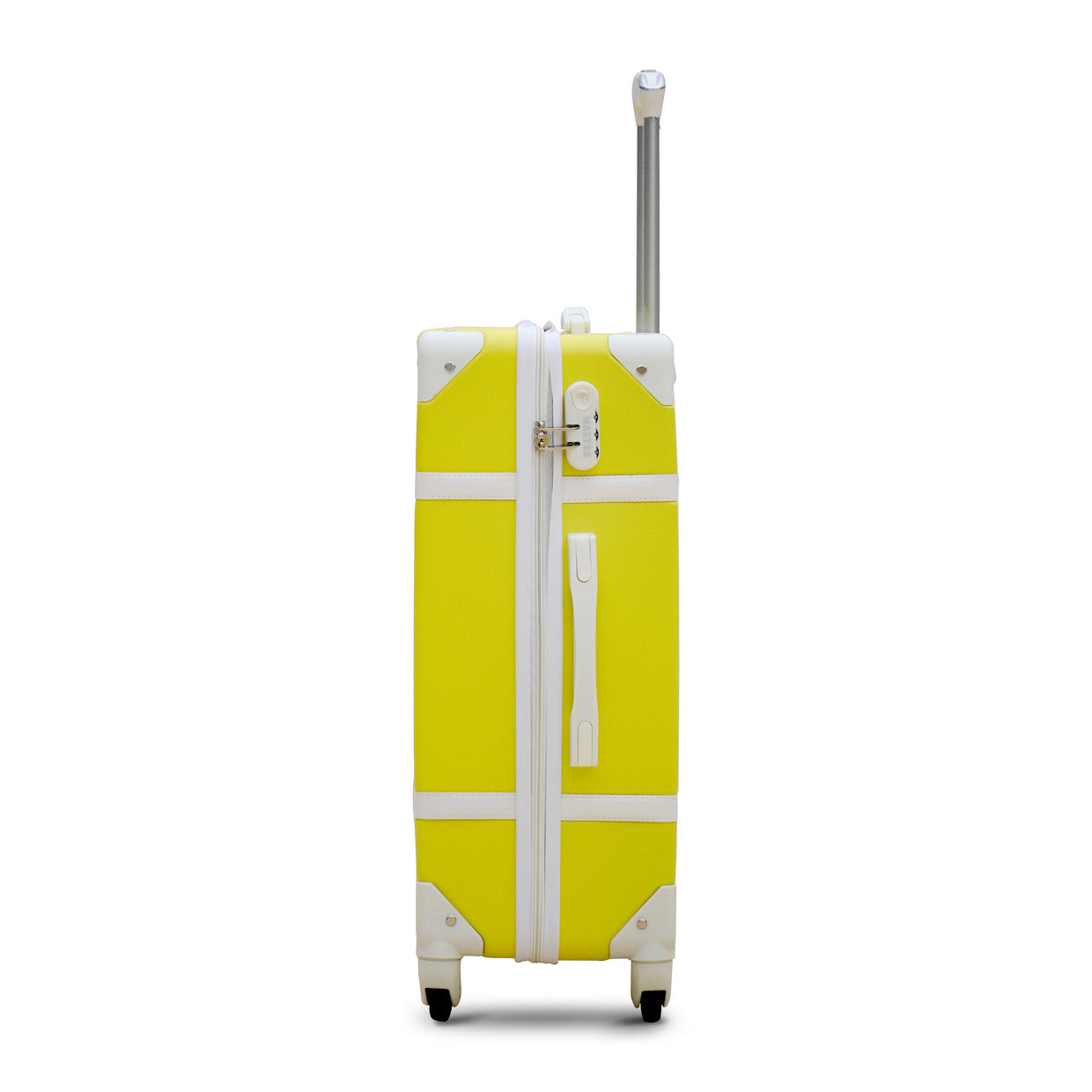 lightweight yellow spinner luggage 24 inch and single piece trolley bag