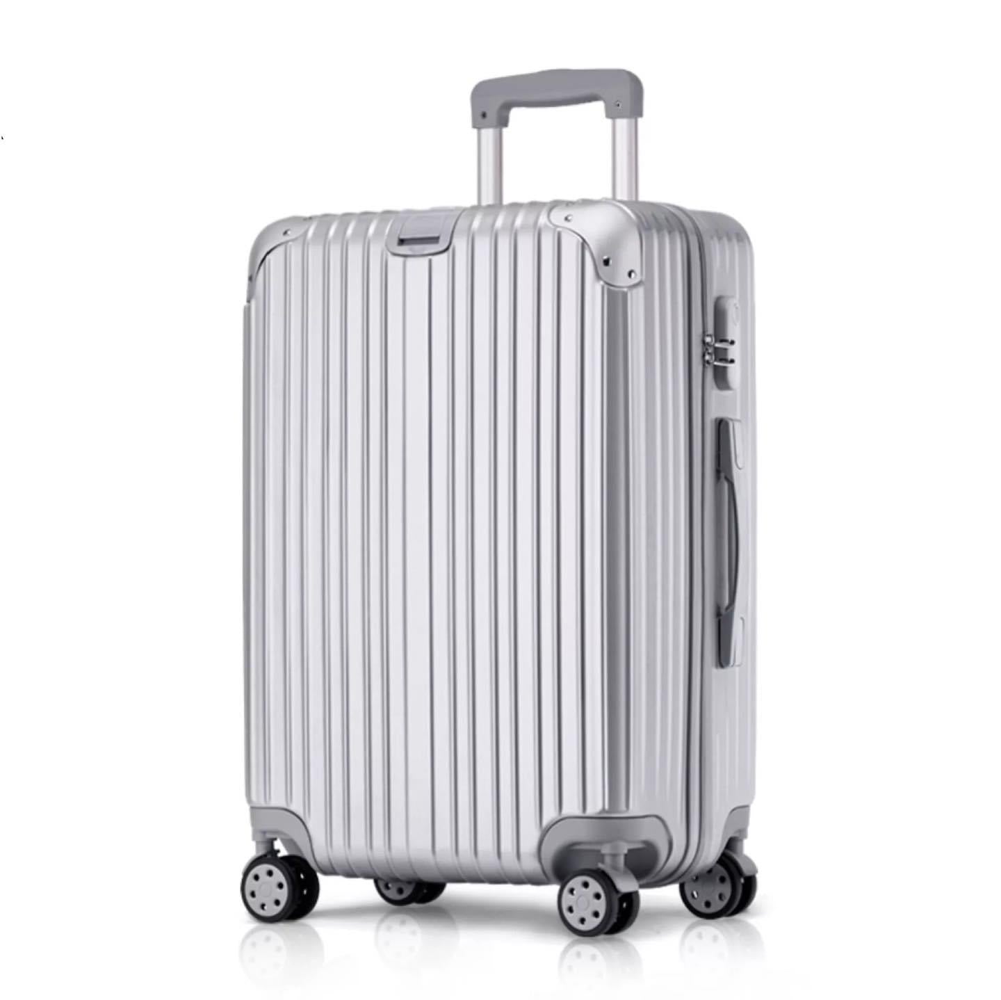 28" Silver Colour Aluminium Framed Hard Shell Without Zipper TSA Luggage With Spinner Wheel