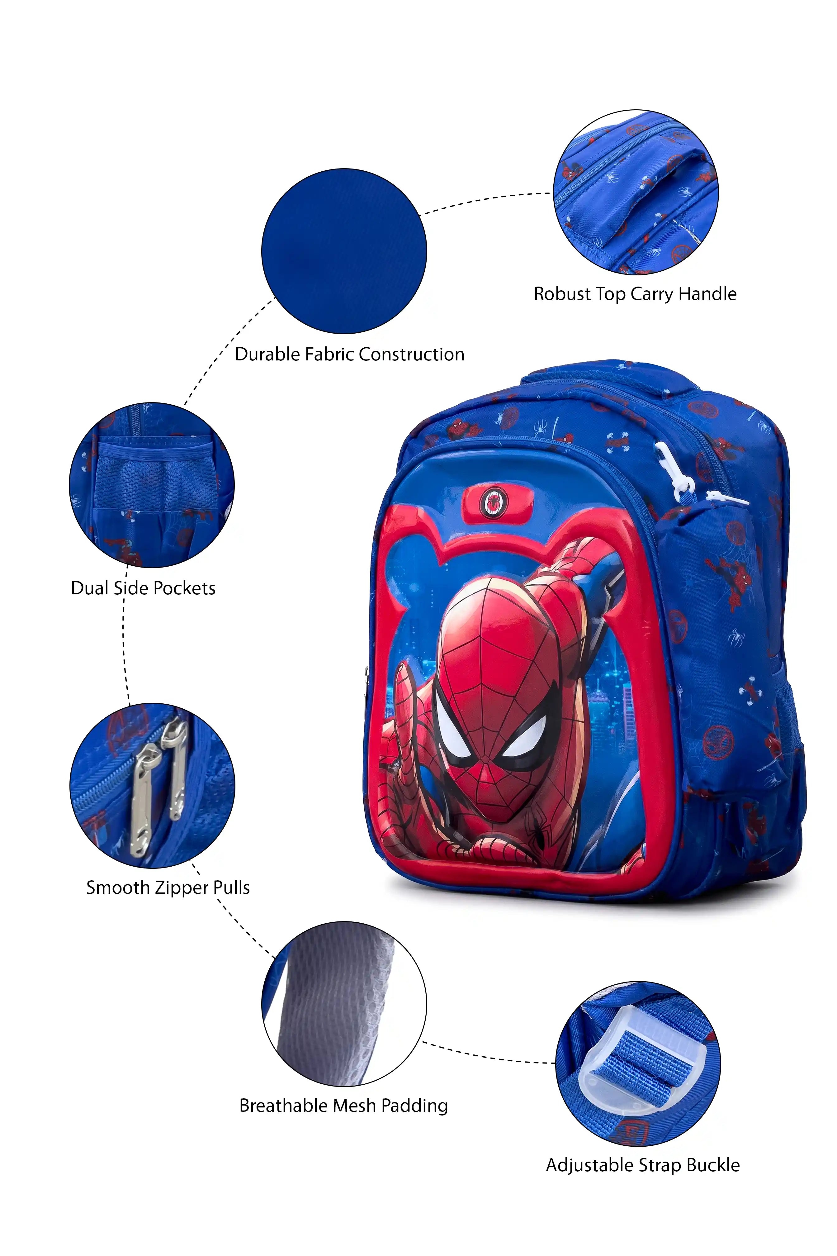 Super Force Printed Kids 14 Inch School Bag with Pencil Pouch, 4-12 Years With Adjustable Strap Buckle