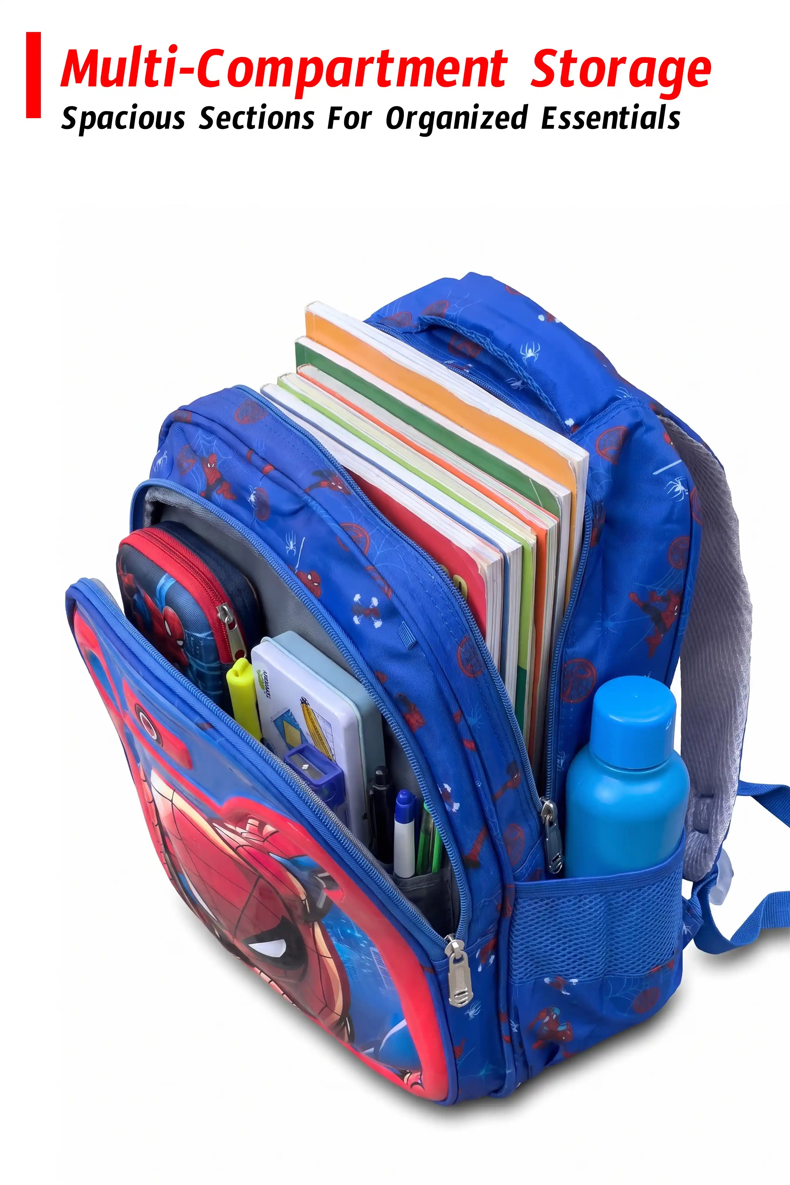 Super Force Printed Kids 14 Inch School Bag with Pencil Pouch, 4-12 Years With Adjustable Strap Buckle