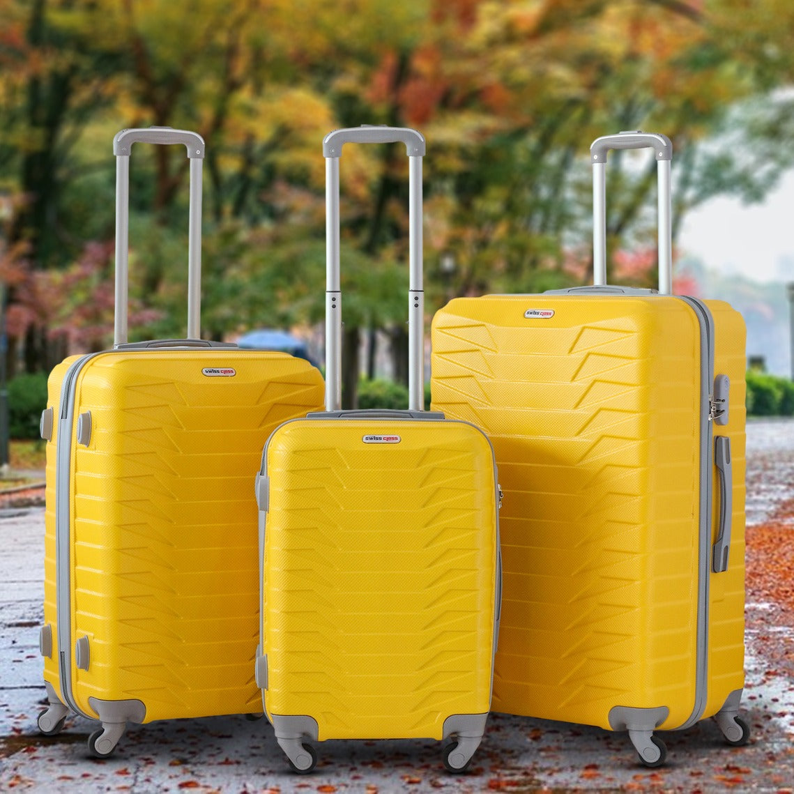 3 Piece Full Set 20" 24" 28 Inches Crocodile ABS Lightweight Luggage Bag With Spinner Wheel Zaappy