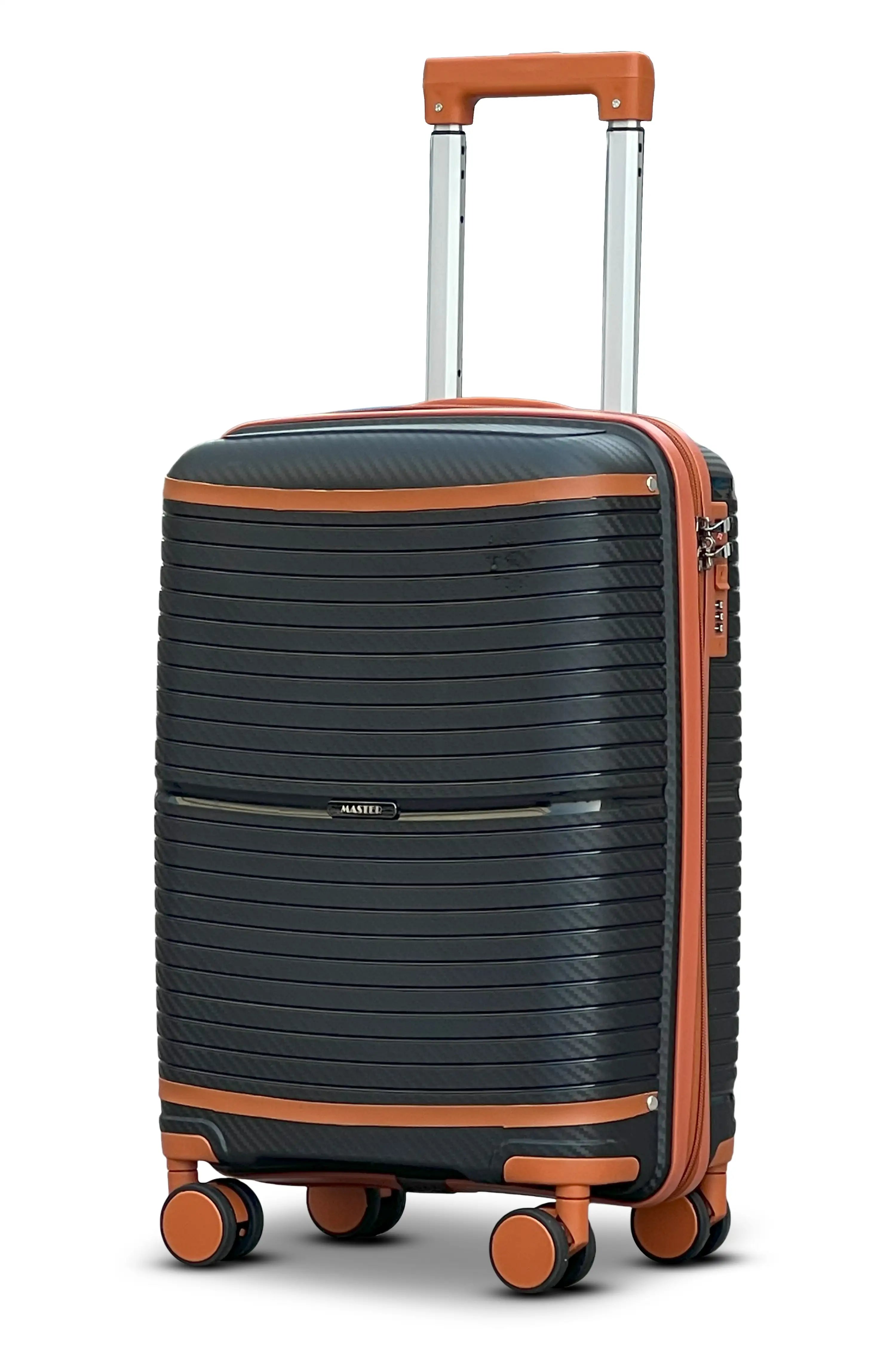 Textured Cabin Size Hard Side Luggage Unbreakable PP Suitcase with Spinner Wheels