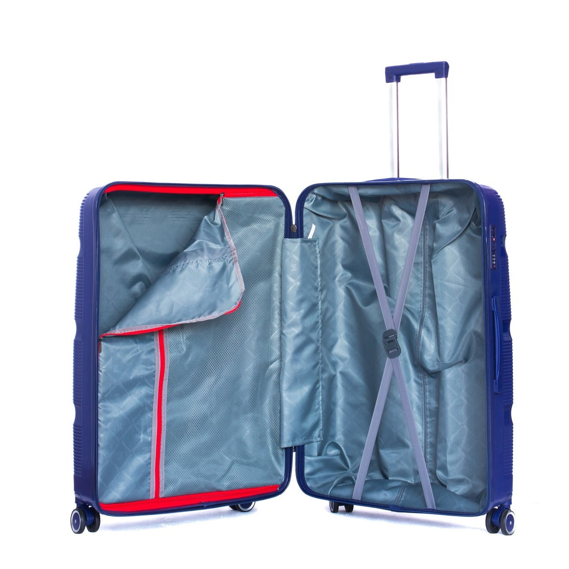 3 Piece Set 20" 24" 28 Inches Thin Line PP Unbreakable Luggage Bag With Double Spinner Wheel