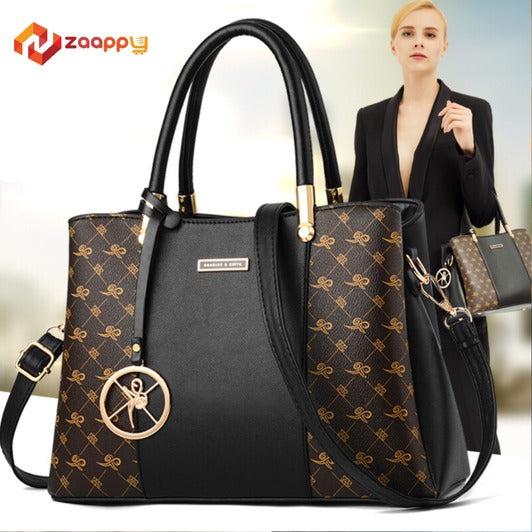 Stylish Tote Bag for Women | S Check C Plane Shoulder Bag with Free Smartwatch | Black