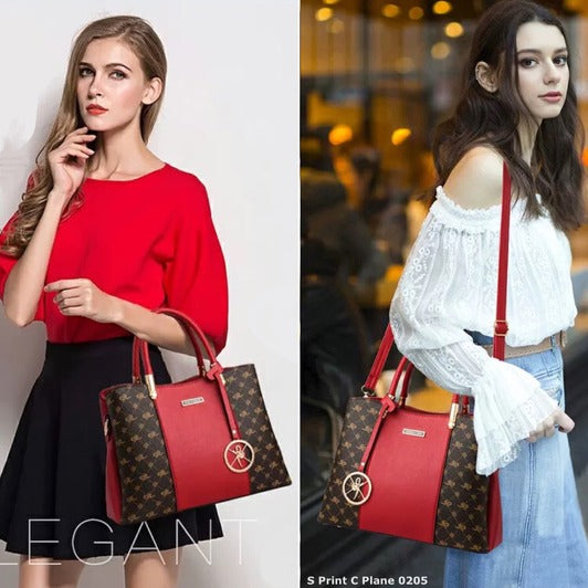 Stylish Tote Bag for Women | S Check C Plane Shoulder Bag with Free Smartwatch | Red