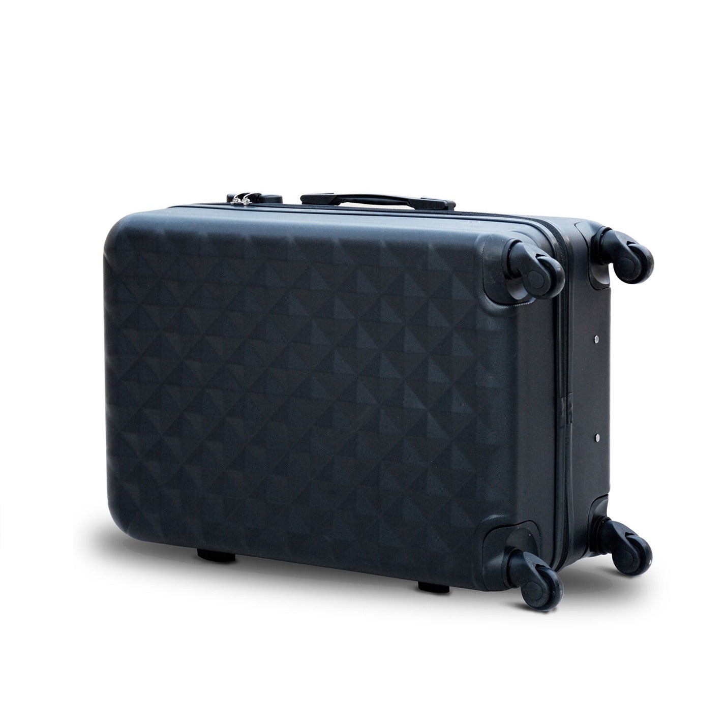 20" Black Colour Diamond Cut ABS Luggage Lightweight Hard Case Trolley Bag Zaappy.com