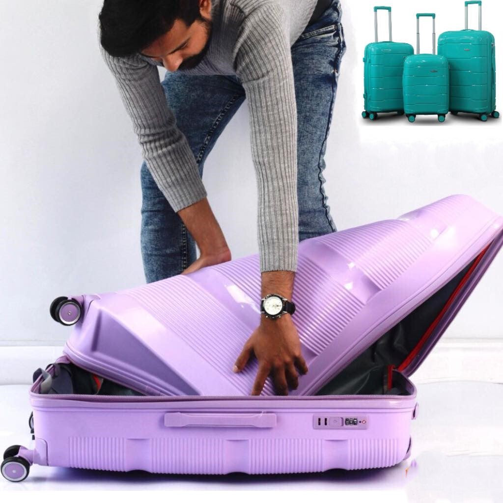 Ceramic Smooth PP Lightweight Luggage Bag With Double Spinner Wheel Zaappy