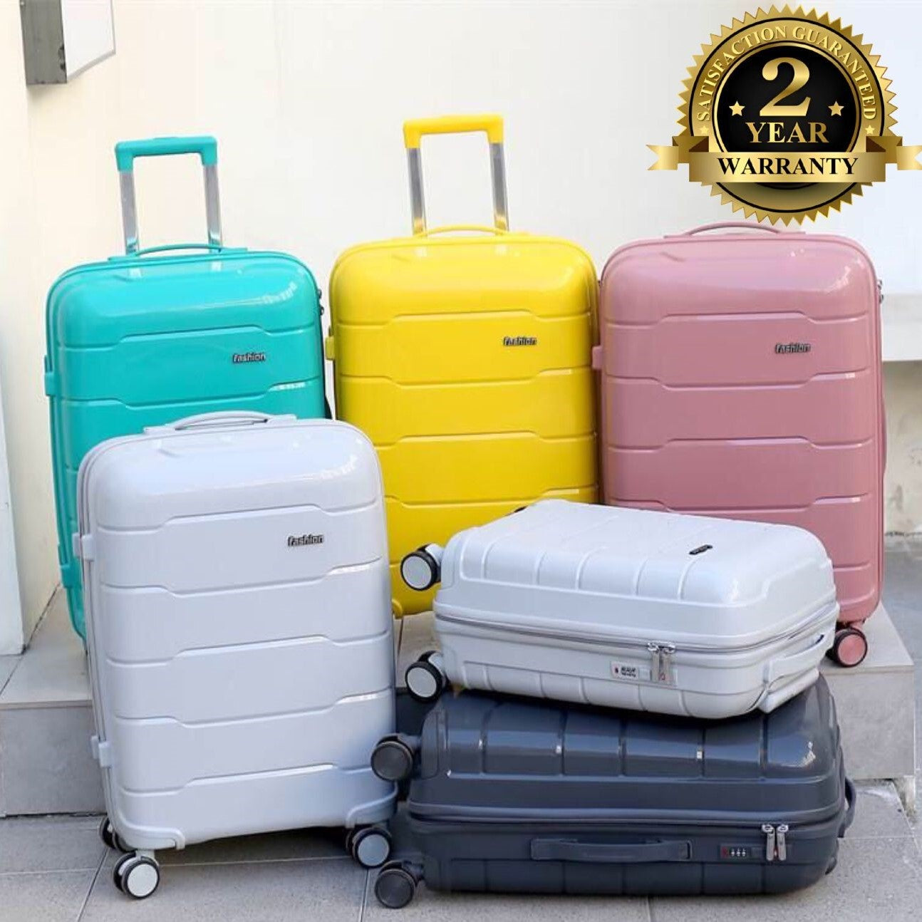 Ceramic Smooth PP Lightweight Luggage Bag With Double Spinner Wheel Zaappy